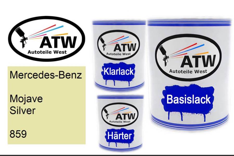 Mercedes-Benz, Mojave Silver, 859: 1L Lackdose + 1L Klarlack + 500ml Härter - Set, von ATW Autoteile West.